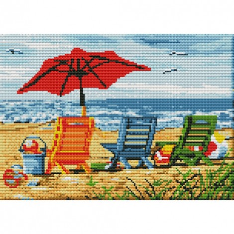 Ecological Cotton Stamped DIY Seaside Cross Stitch 11CT Embroidery (M0072)