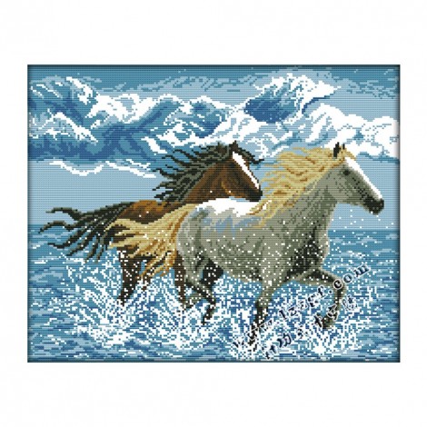 Galloping - 14CT Stamped Cross Stitch - 44*36cm