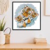 Tiger Mother And Tiger Baby - 14CT Stamped Cross Stitch - 44x44cm