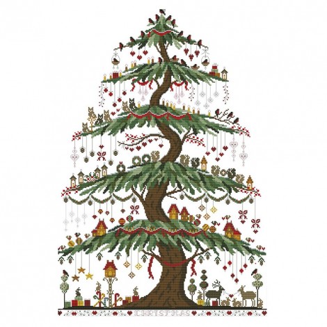 Christmas tree - 14CT Stamped Cross Stitch - 48*66cm