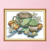 Tea cup and cake - 14CT Stamped Cross Stitch - 27*19cm