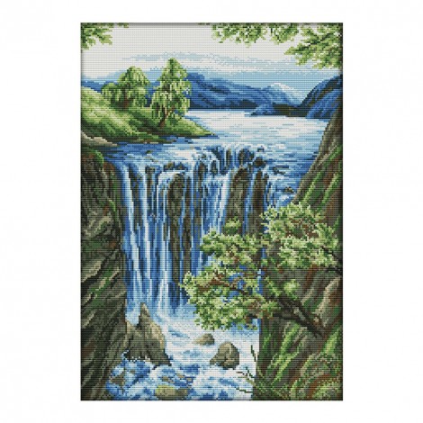 waterfall - 14CT Stamped Cross Stitch - 36*50cm