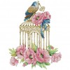 Bird cage and Flowers - 14CT Stamped Cross Stitch - 32x40cm