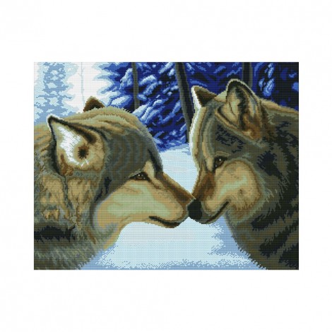 Wolf Kiss - 11CT Stamped Cross Stitch - 68x55cm