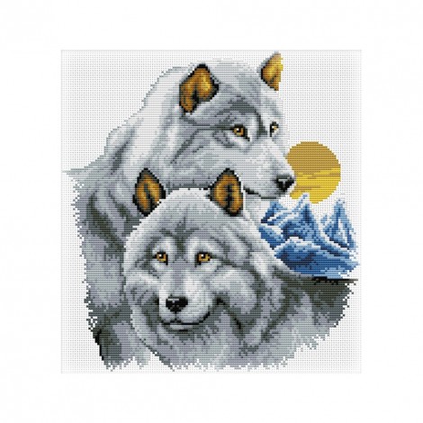 Two Wolves - 11CT Stamped Cross Stitch - 39x42cm