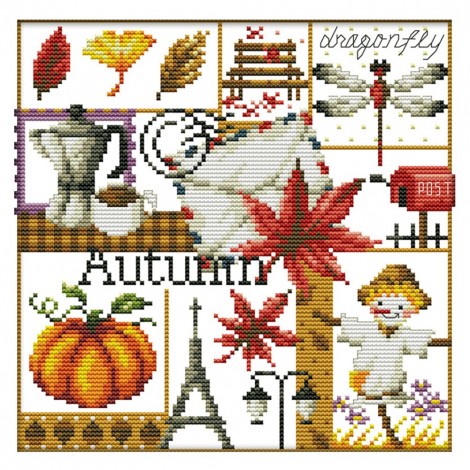 Autumn - 14CT Stamped Cross Stitch - 27x26cm