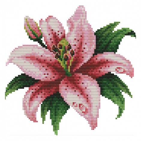 Blooming Lily - 14CT Stamped Cross Stitch - 21x20cm