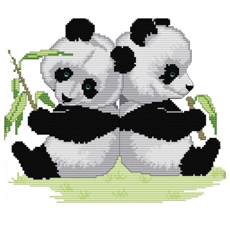 Gemini Panda - 14CT Stamped Cross Stitch - 30x27cm