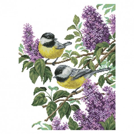Two little birds - 14CT Stamped Cross Stitch - 46*37cm