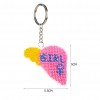 Pink Girl - Stamped Bead Embroidery - Keychain