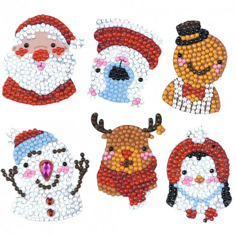DIY Stickers - 6Pcs Santa And Snowman