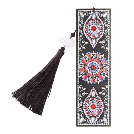 Colorful Flower Leather Tassel Bookmark