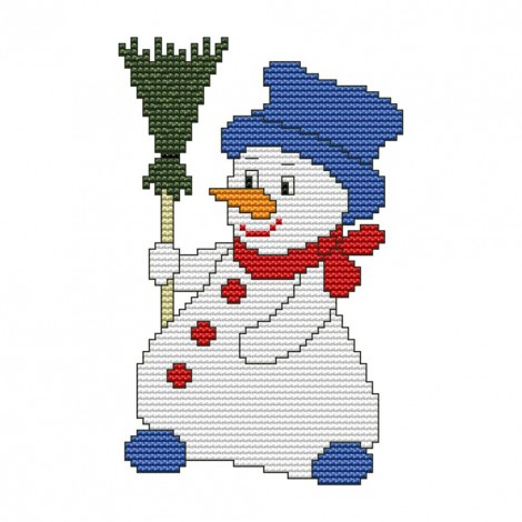 Little Snowman - 14CT Stamped Cross Stitch - 19x14cm
