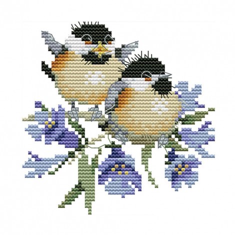 Chirping bird on bluebell - 14CT Stamped 14CT Stamped Cross Stitch - 16*16cm