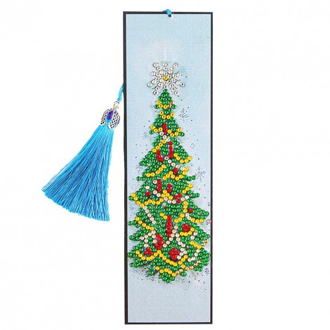 Christmas Trees Leather Tassel Bookmark