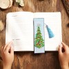 Christmas Trees Leather Tassel Bookmark