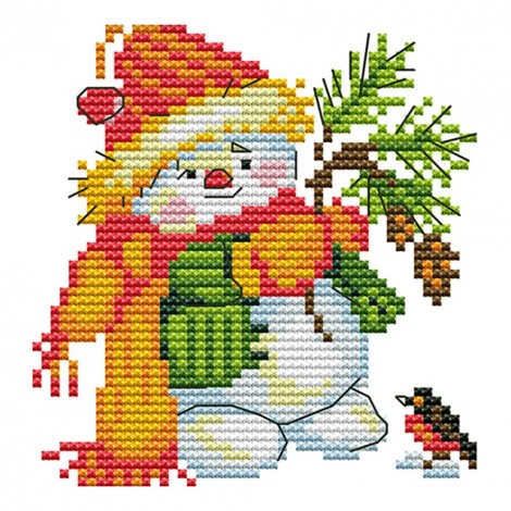 Christmas snowman - 14CT Stamped Cross Stitch - 15*14cm