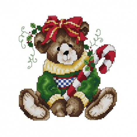 December Bear - 14CT Stamped Cross Stitch - 21*21cm