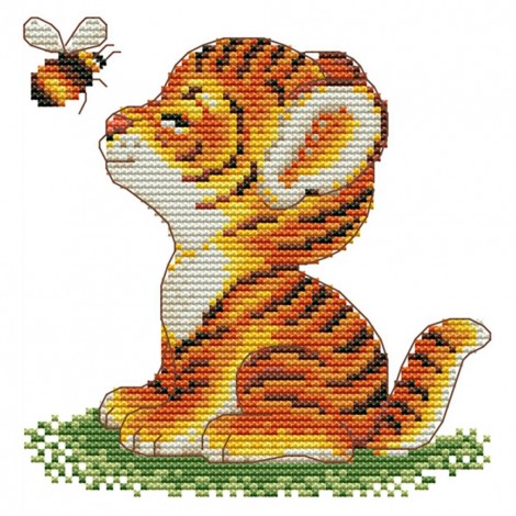 DIY Needlework 11CT Art Stamped Canvas Kit Cross Stitch (D384 Small Tiger)
