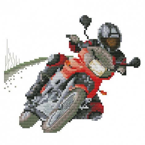 Racing motorcycle - 14CT Stamped Cross Stitch - 22*19cm