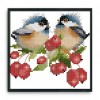 Chirping bird on berry - 14CT Stamped Cross Stitch - 15*16cm