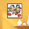 Chirping bird on berry - 14CT Stamped Cross Stitch - 15*16cm
