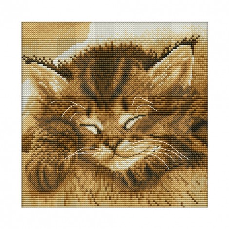 Sleeping cat - 14CT Stamped Cross Stitch - 22*22cm