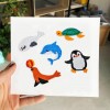 Round Sea Animal Children Sticker Xmas