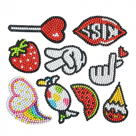DIY Stickers - 9pcs Fruit Candy Bead