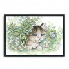 Cat and butterfly - 14CT Stamped Cross Stitch - 21*16cm