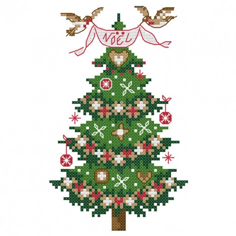 Christmas tree - 14CT Stamped Cross Stitch - 14*19cm