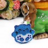 Blue Cat - Bead Embroidery - Keychain