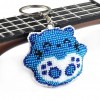 Blue Cat - Bead Embroidery - Keychain