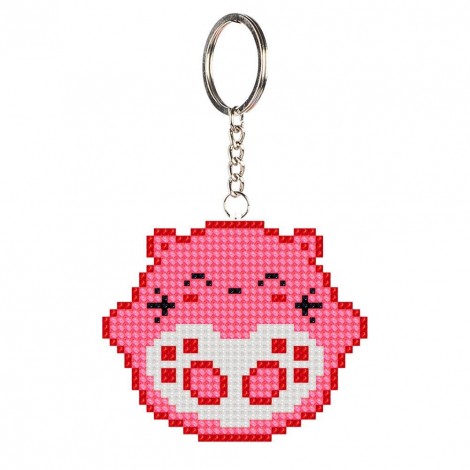Pink Cat - Bead Embroidery - Keychain