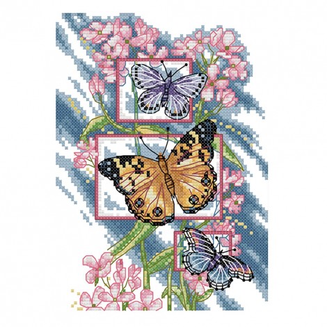 butterfly - 14CT Stamped Cross Stitch - 18*26cm