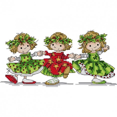 Dancing Girl - 14CT Stamped Cross Stitch - 27x14cm