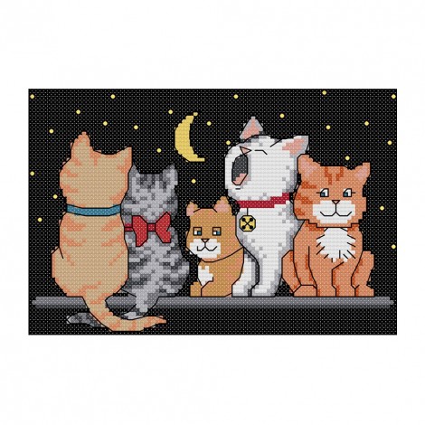 Five Kittens - 14CT Stamped Cross Stitch - 22x16cm
