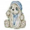 Blue Hat Cute Rabbit - 14CT Stamped Cross Stitch - 20x17cm