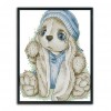Blue Hat Cute Rabbit - 14CT Stamped Cross Stitch - 20x17cm