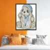 Blue Hat Cute Rabbit - 14CT Stamped Cross Stitch - 20x17cm