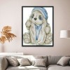 Blue Hat Cute Rabbit - 14CT Stamped Cross Stitch - 20x17cm