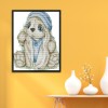 Blue Hat Cute Rabbit - 14CT Stamped Cross Stitch - 20x17cm