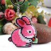 Pink Rabbit - Bead Embroidery - Keychain