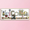 Sewing Machine Welcome Sign - 14CT Stamped Cross Stitch - 31x14cm