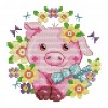 Happy Farm-Little Pig - 14CT Stamped Cross Stitch - 19x18cm