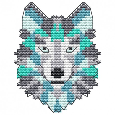 Abstract Animal-wolf - 14CT Stamped Cross Stitch - 9x13cm