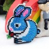 Blue Rabbit - Bead Embroidery - Keychain