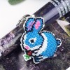 Blue Rabbit - Bead Embroidery - Keychain