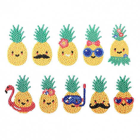10pcs Kid Pineapple Cartoon Stickers Manual Tool