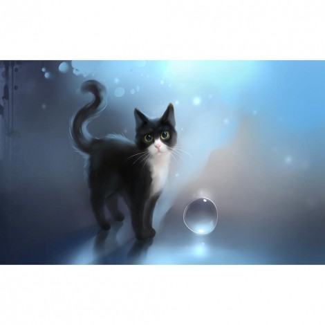 Black Cat - Full Round Diamond - 60x40cm